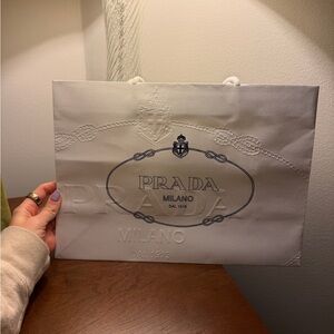 Prada Cream Embossed Shopping Bag